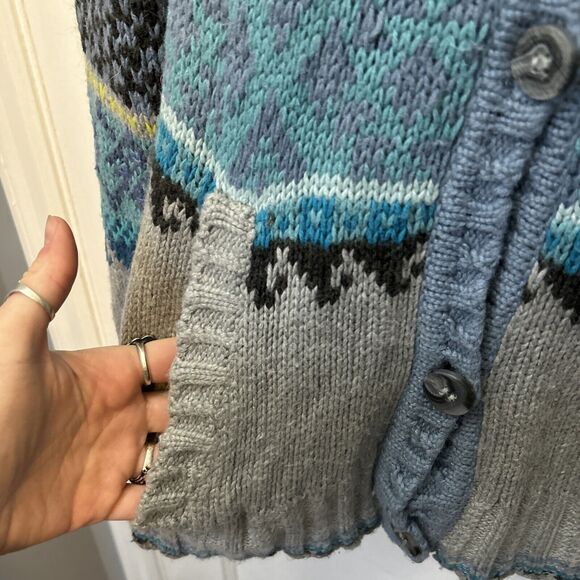 Sigrid Olsen Silk Rabbit Hair Fair Isle Knit Button Up Cardigan Jumper Small - Picture 4 of 8